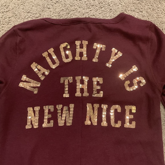 PINK Victoria's Secret Naughty is the New Nice Romper Christmas Pajamas Y2K sz L - Picture 5 of 7